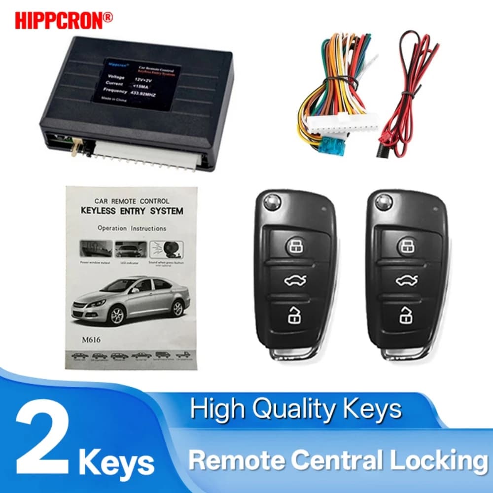 Kit di Chiusura Centralizzata per Auto Hippcron, Sistema di Accesso Senza Chiave con 2 Telecomandi, Universale