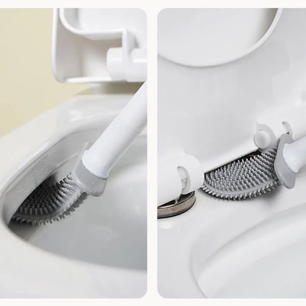 Set di Spazzole per Pulizia WC da Parete con Testa Flessibile e Manico Lungo, Spazzola per Bagno Impermeabile e ad Asciugatura Rapida