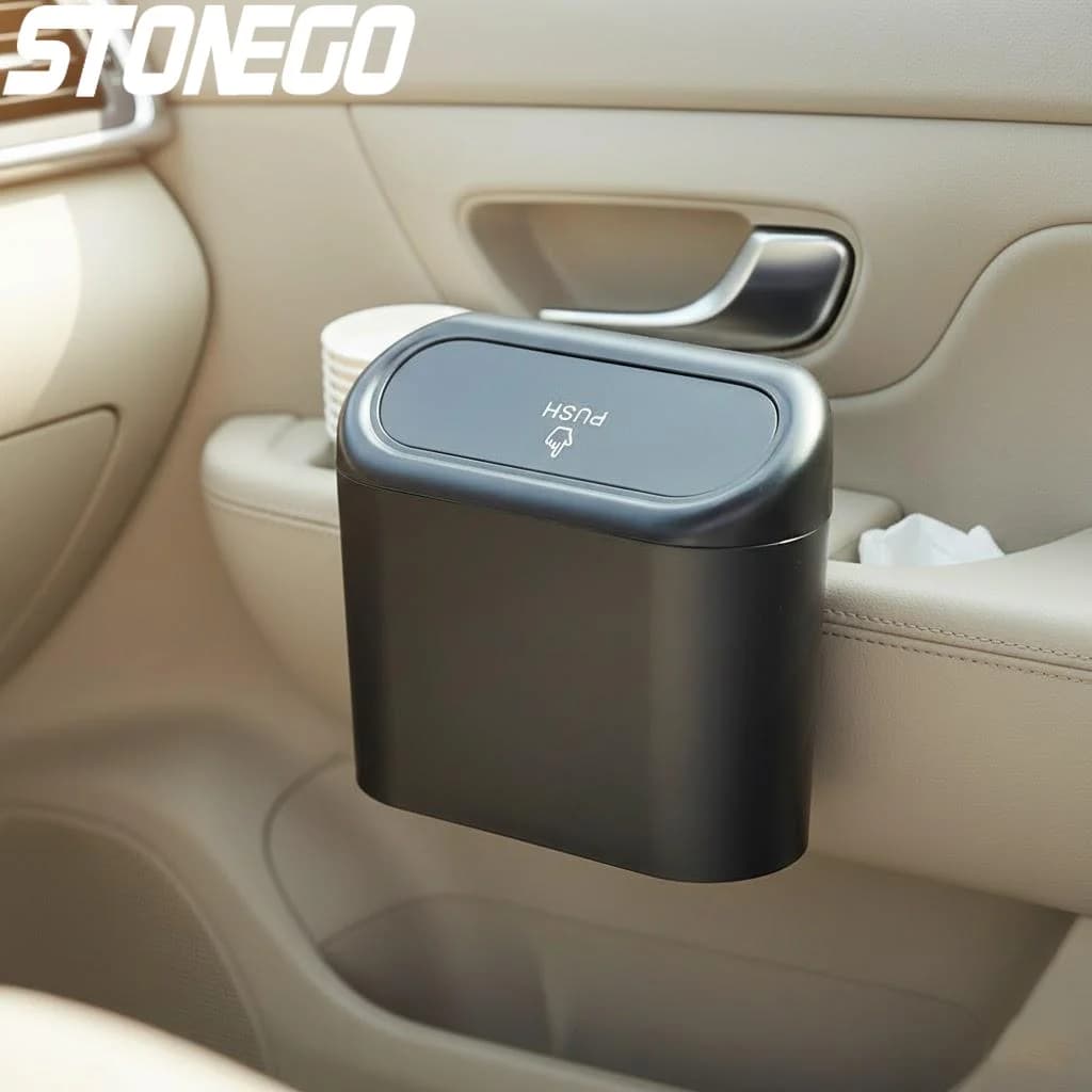 Cestino per auto con coperchio sigillato, contenitore portatile per rifiuti, organizer per interni e sacchetti per immondizia per accessori auto.
