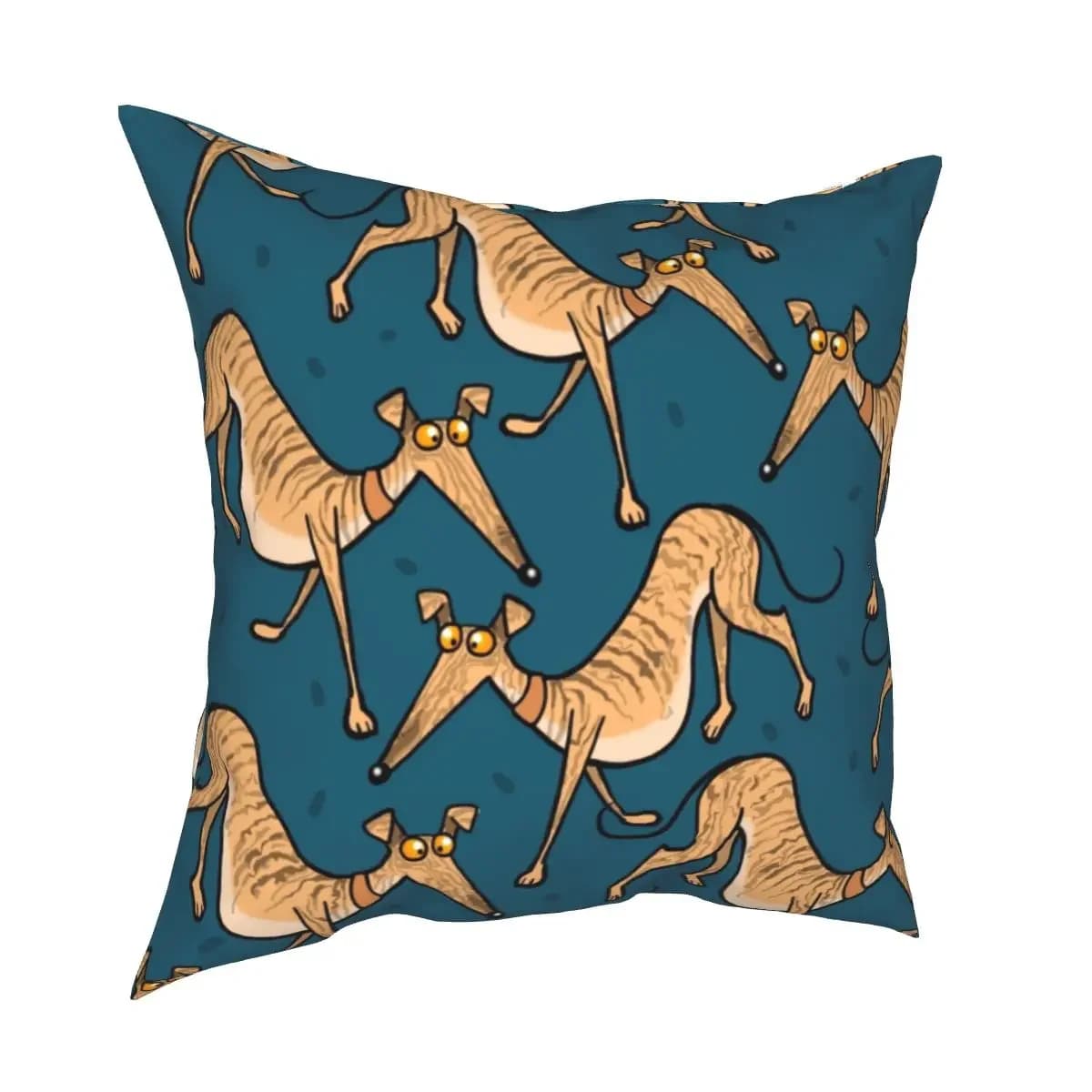 Pillow sheet with printed pattern with Nordic abstract art with short print in plush for decorative cushion lining of living room sofa