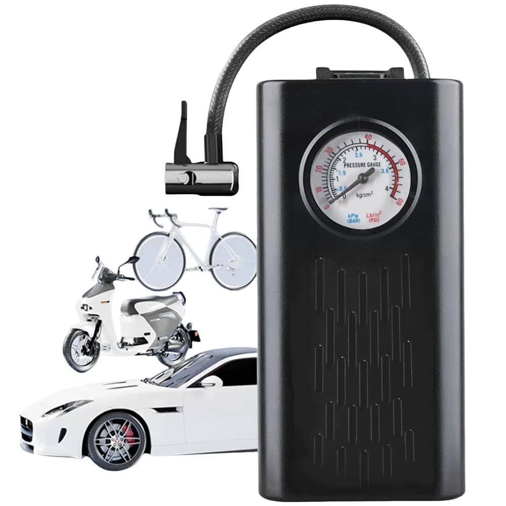 Compressore d'Aria Elettrico Ricaricabile USB, Gonfiatore Multifunzionale per Pneumatici di Auto, Moto e Biciclette