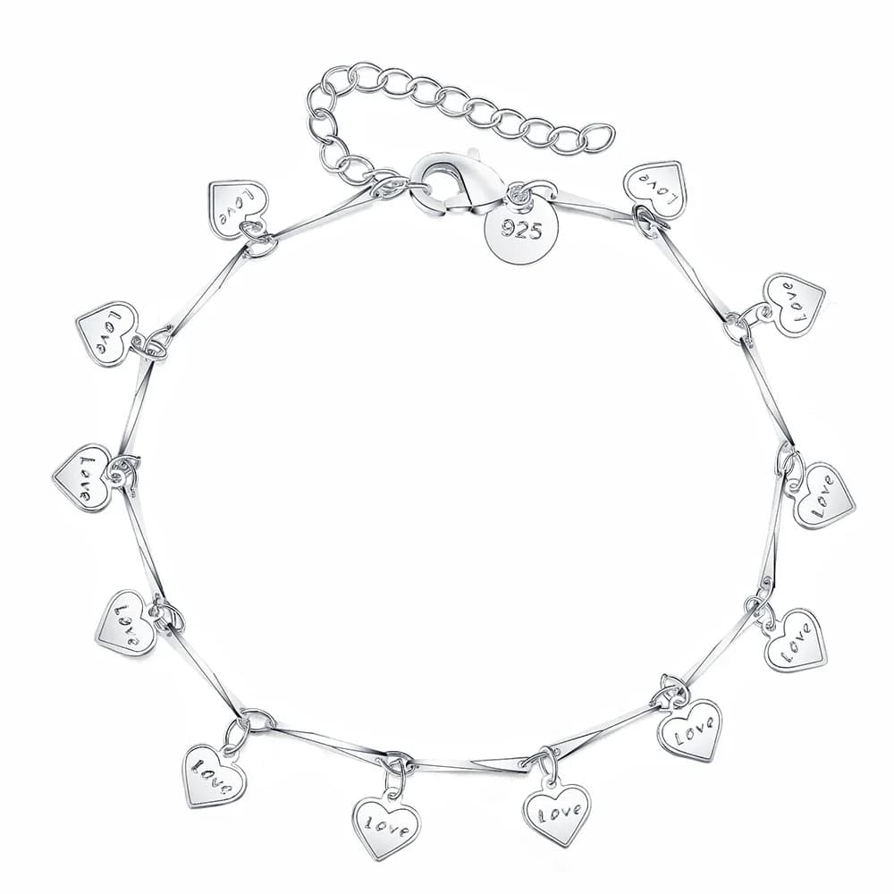 Promozione: Bracciale/Cavigliera a Catena con Foglie in Argento Sterling 925, Elegante e alla Moda, Regalo per Donna/Signora, Ideale per Feste - LH037
