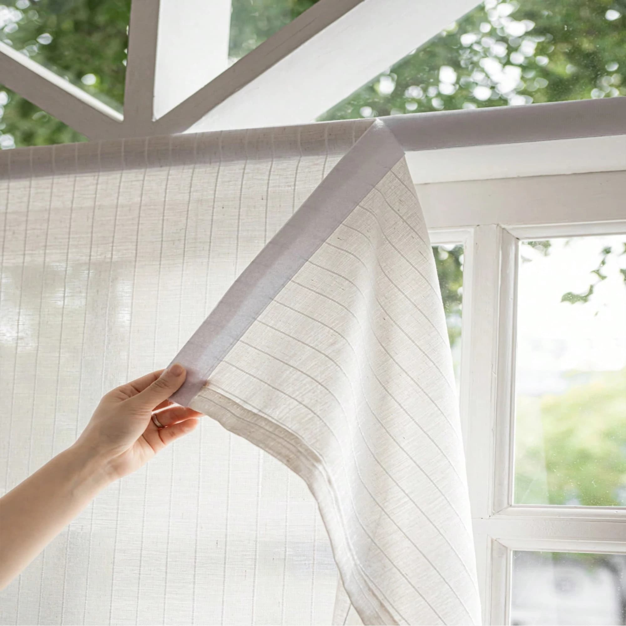 1pc moderne tende in velcro con sensazione di lino in stile giapponese per appartamenti in affitto, autoadesive, traspiranti, per camere da letto, soggiorni