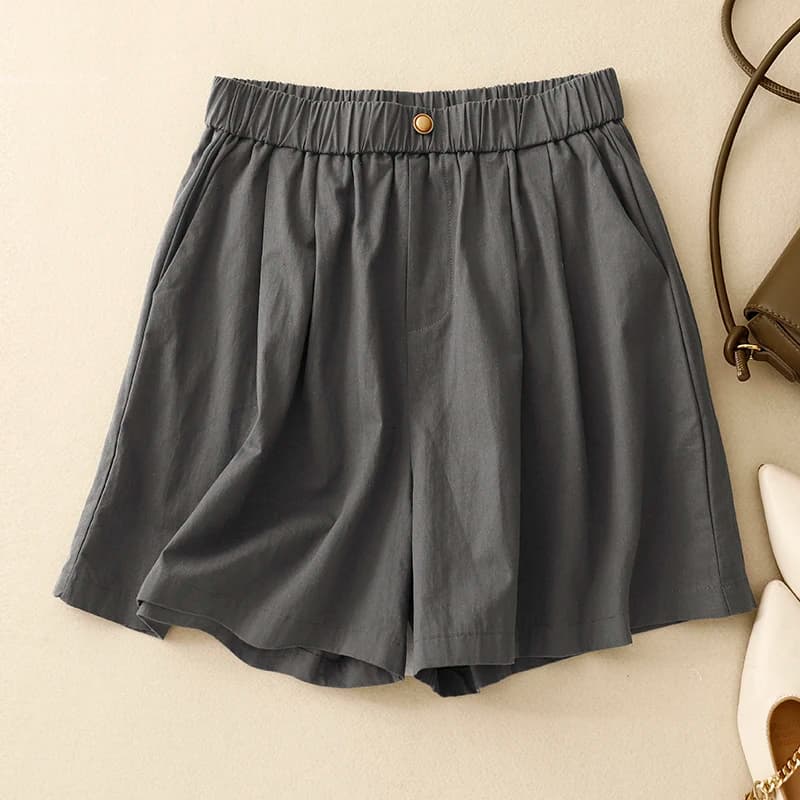 Pantaloncini in Cotone e Lino da Donna, Design Estivo a Linea A, Sottili, a Cinque Punti, per Sport e Tempo Libero, Casual, a Vita Alta, Gamba Larga