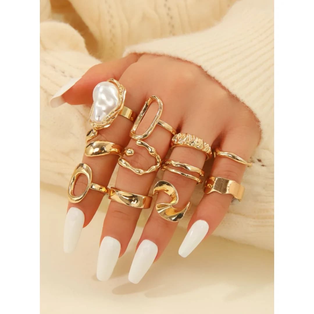 Anello con perla imitazione onda larga unisex, stile neutro, accessorio unico per dito indice di nicchia, gioielli di lusso leggeri