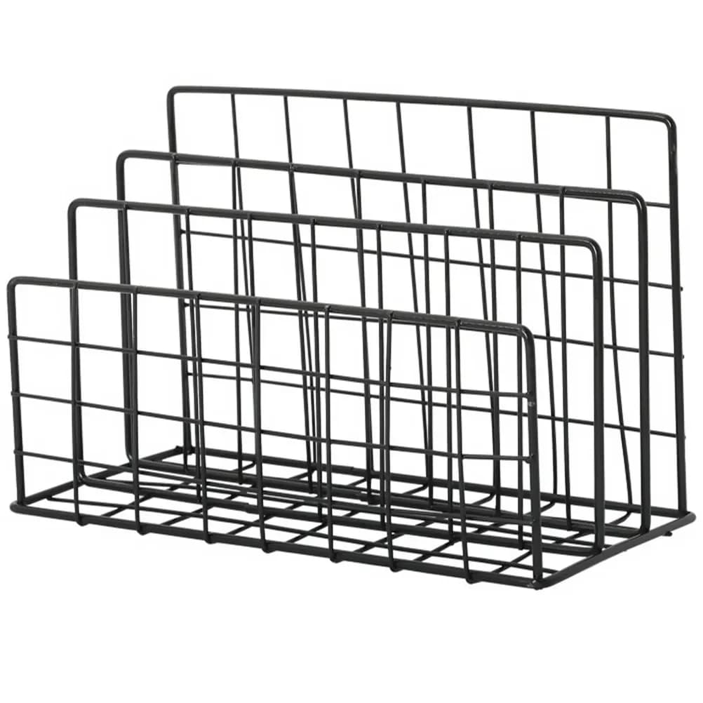 Organizzatore Postale da Scrivania a 3 Scomparti, Portaoggetti in Metallo Compatto ed Elegante con Struttura in Filo Elettroplaccato per Uso su Scrivania, Tavolo o Bancone