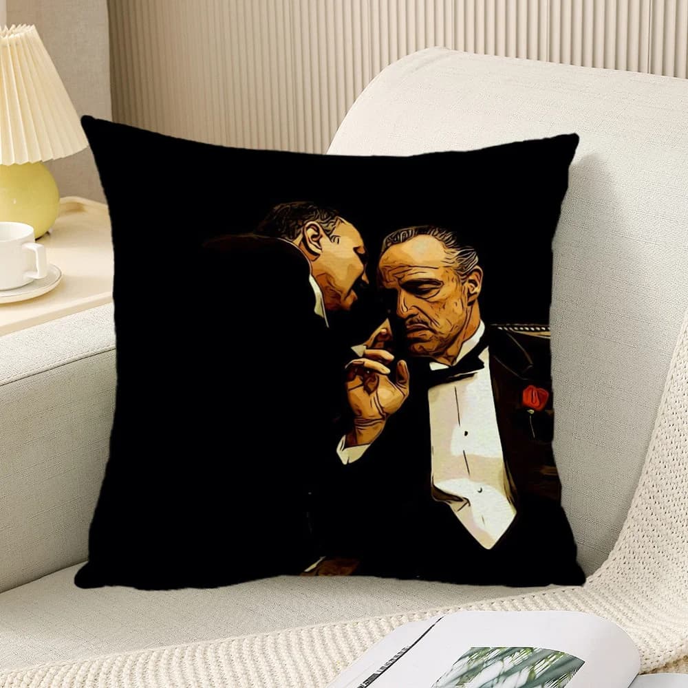 1PC The Godfather Pattern Decorative Pillowcase, Zippered Cushion Cover (No Insert), Ideal for Bedroom Sofa Dorm Office Outdoor