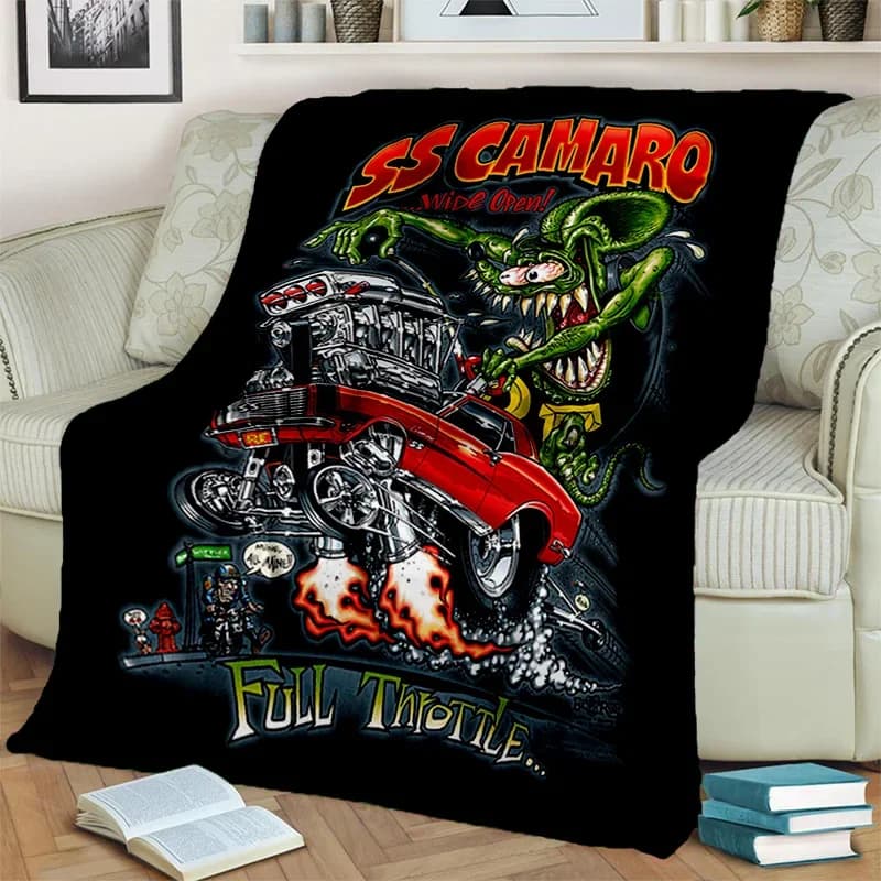Funny rat Fink Cartoon Movie blanket, soft blanket for home bedroom couch Picnic travel office rest cover covered children
