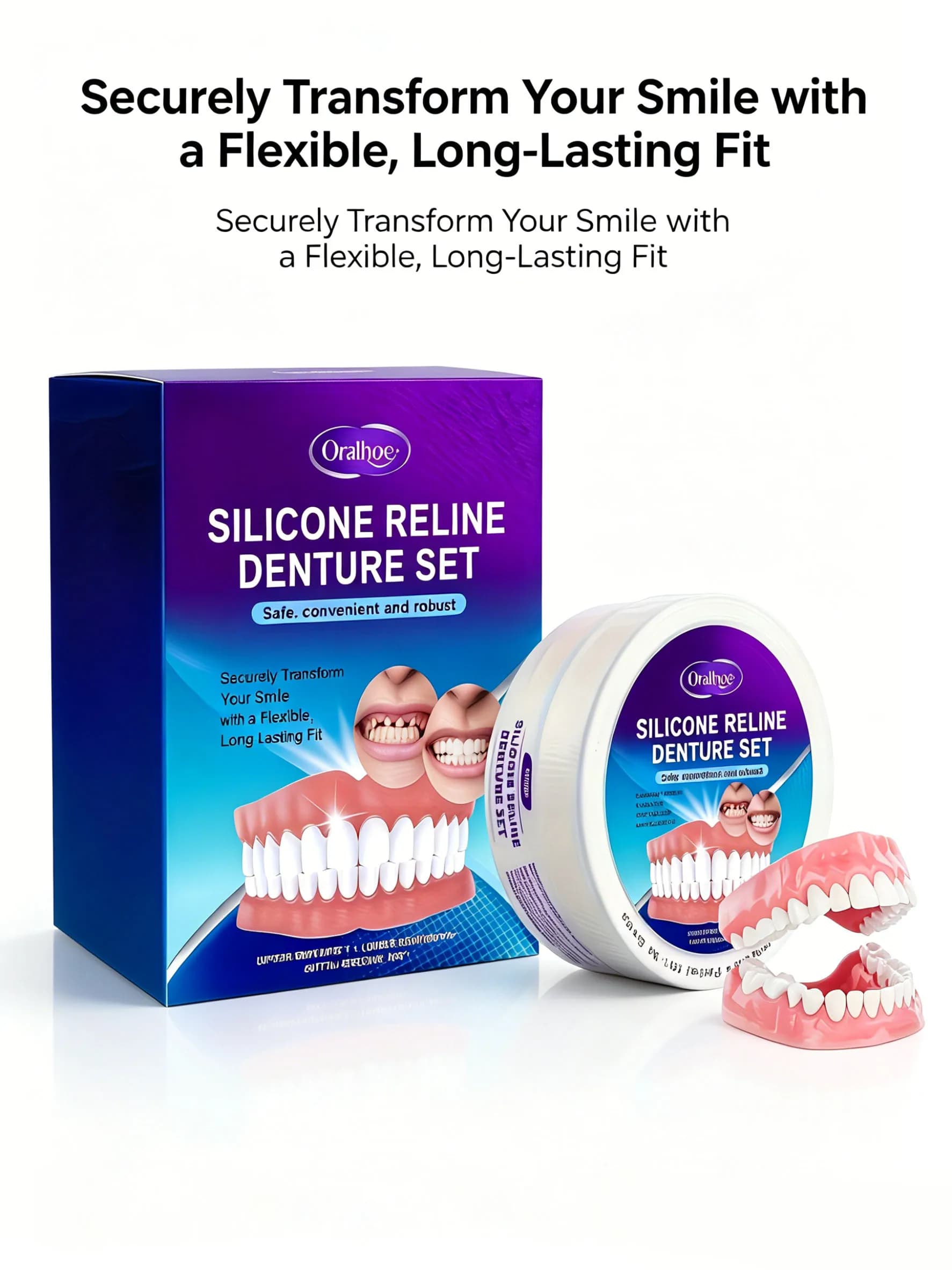 Faccette Dentali Riutilizzabili con Adesivo, Protesi Temporanee Superiori e Inferiori, Strumento Naturale per lo Sbiancamento Cosmetico dei Denti H2931-26