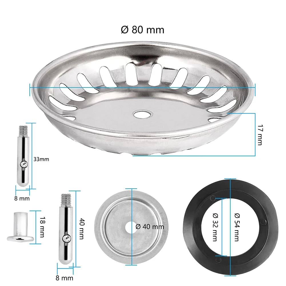 1 pz lavello da cucina in acciaio inox filtro 80/82/84mm cucina bacino d'acqua lavello scolapiatti filtro cestello tappo di scarico tappo filtro
