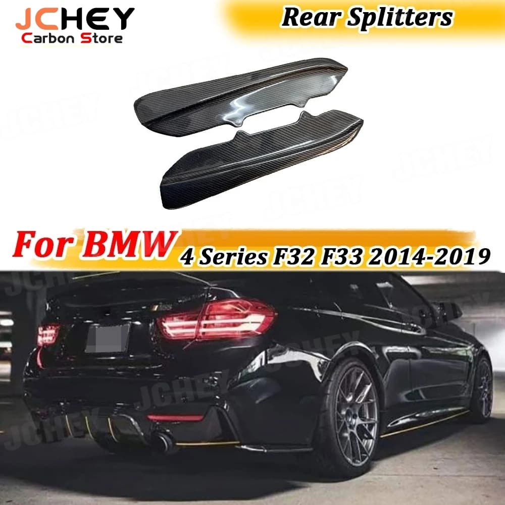 JCHEY 2PCS For BMW 4 Series F32 F33 F36 M Sport 2014-2019 Sport Style Carbon Fiber Rear Splitters Apron Bumper Diffuser Spoiler