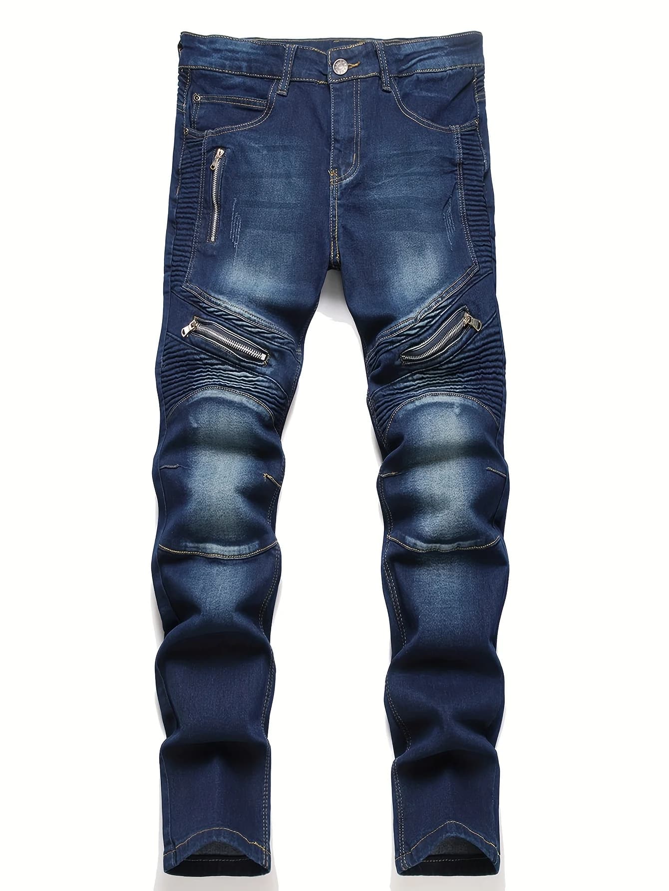 Jeans da uomo, jeans elasticizzati a gamba dritta, jeans strappati lavati, jeans da motociclista alla moda, adatti come regalo per un fidanzato.