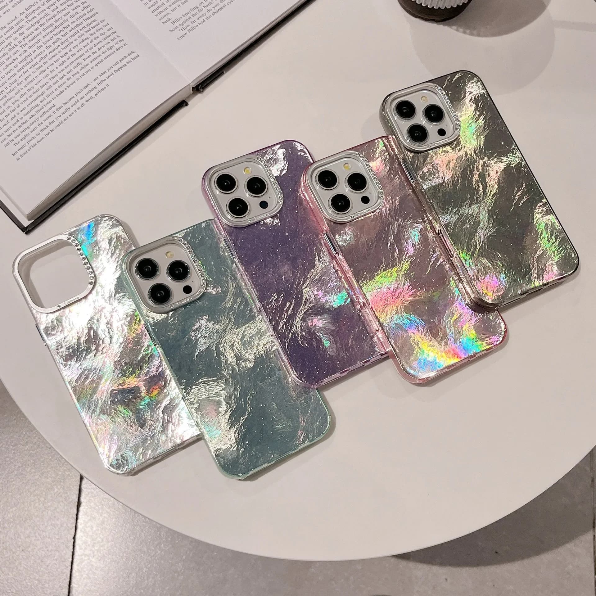 Silvery fairy Plating laser tinfoil pattern art Phone Case For iPhone 17 16 15 14 13 Pro Max 17 air Case Cute Luxury Soft Cover