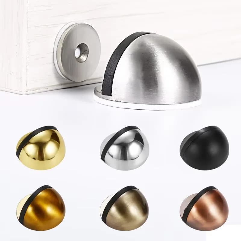 Fermaporta magnetico in gomma in acciaio inossidabile Adesivo senza perforazione Supporti per porte nascosti Fermaporta senza chiodi montati al pavimento