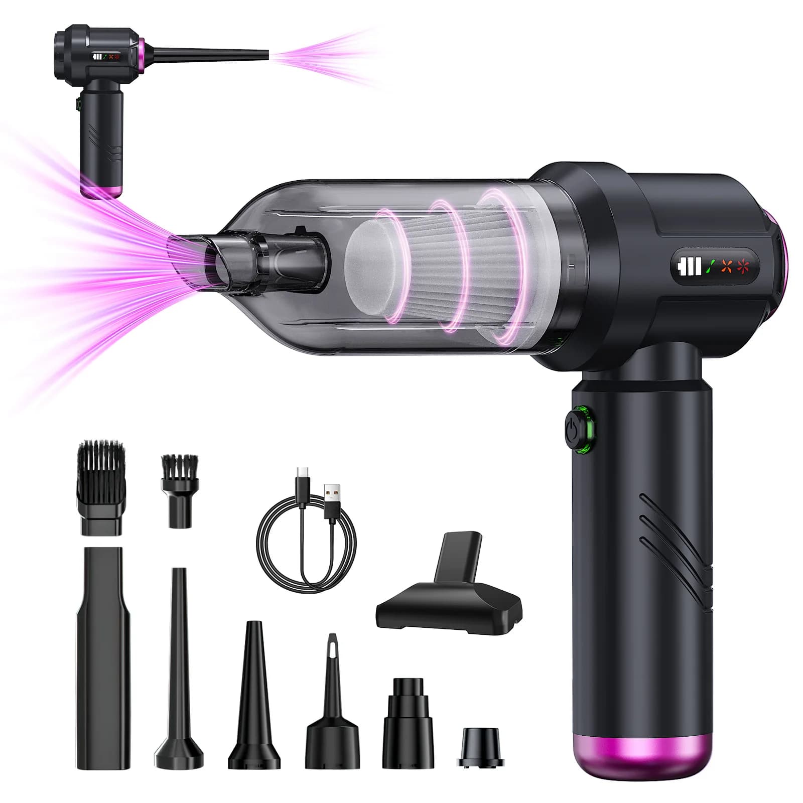 Car vacuum cleaner digital display high power blowing and suction integrated multi-purpose household handheld mini cleaning