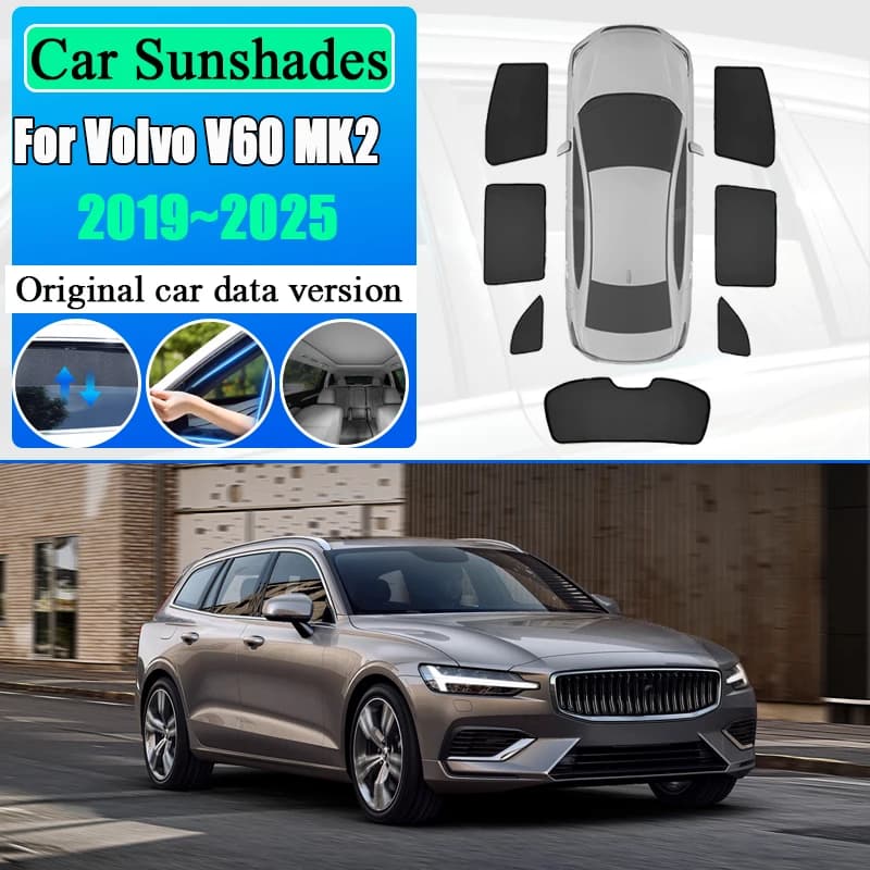 Per Volvo V60 MK2 2019 2020 2021~2025 Parasole Magnetico per Parabrezza e Finestrini Laterali, Tende Parasole in Rete per Auto, Accessori Isolanti dal Calore
