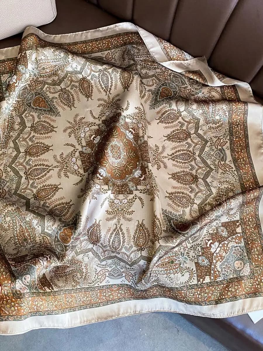 1pc Women's Vintage Paisley Pattern Lightweight Square Scarf, Waist Belt, Neck Scarf, Travel & Holiday Headband For Dress