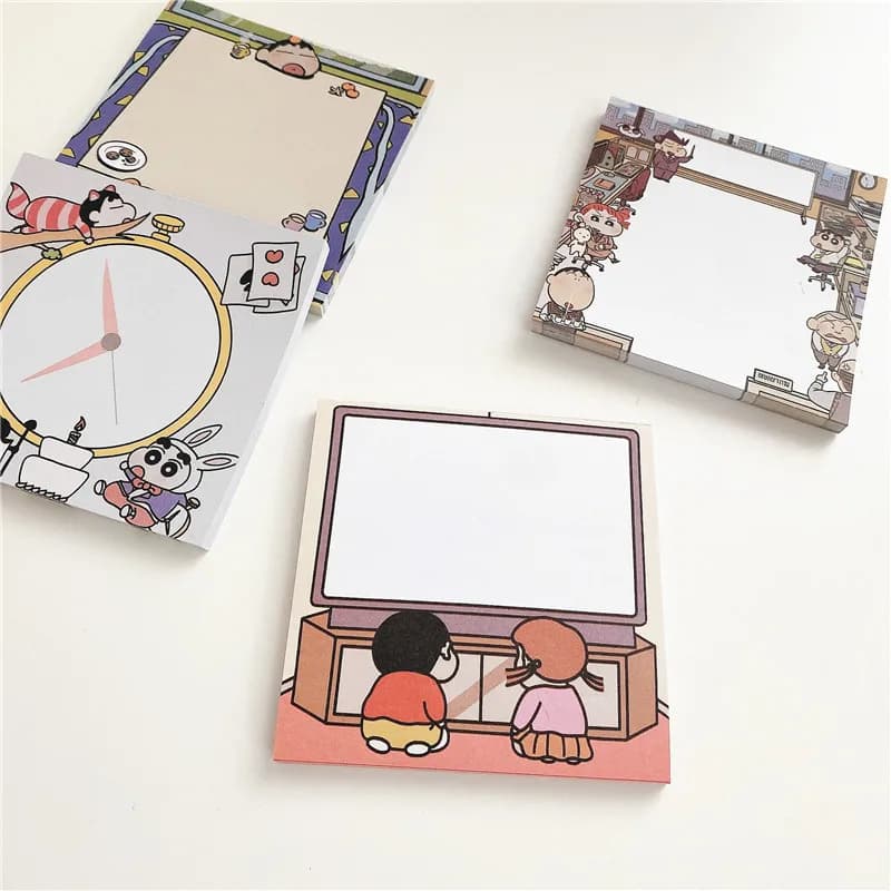 Blocco Note Adesivo Cartoon Crayon Shin-chan, 50 Pagine, Portatile, per Scuola e Ufficio, Articoli di Cancelleria, Quaderni Carini