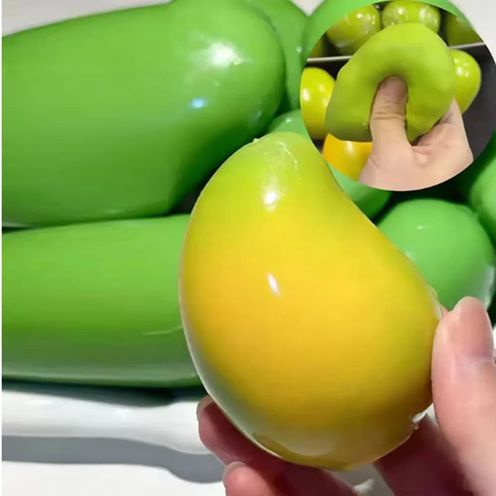 @&Temperature-Sensitive Mango Handmade Play Dough Stress Relief Toy Crispy and Bouncy Simulated Fruit with Slow Rebound