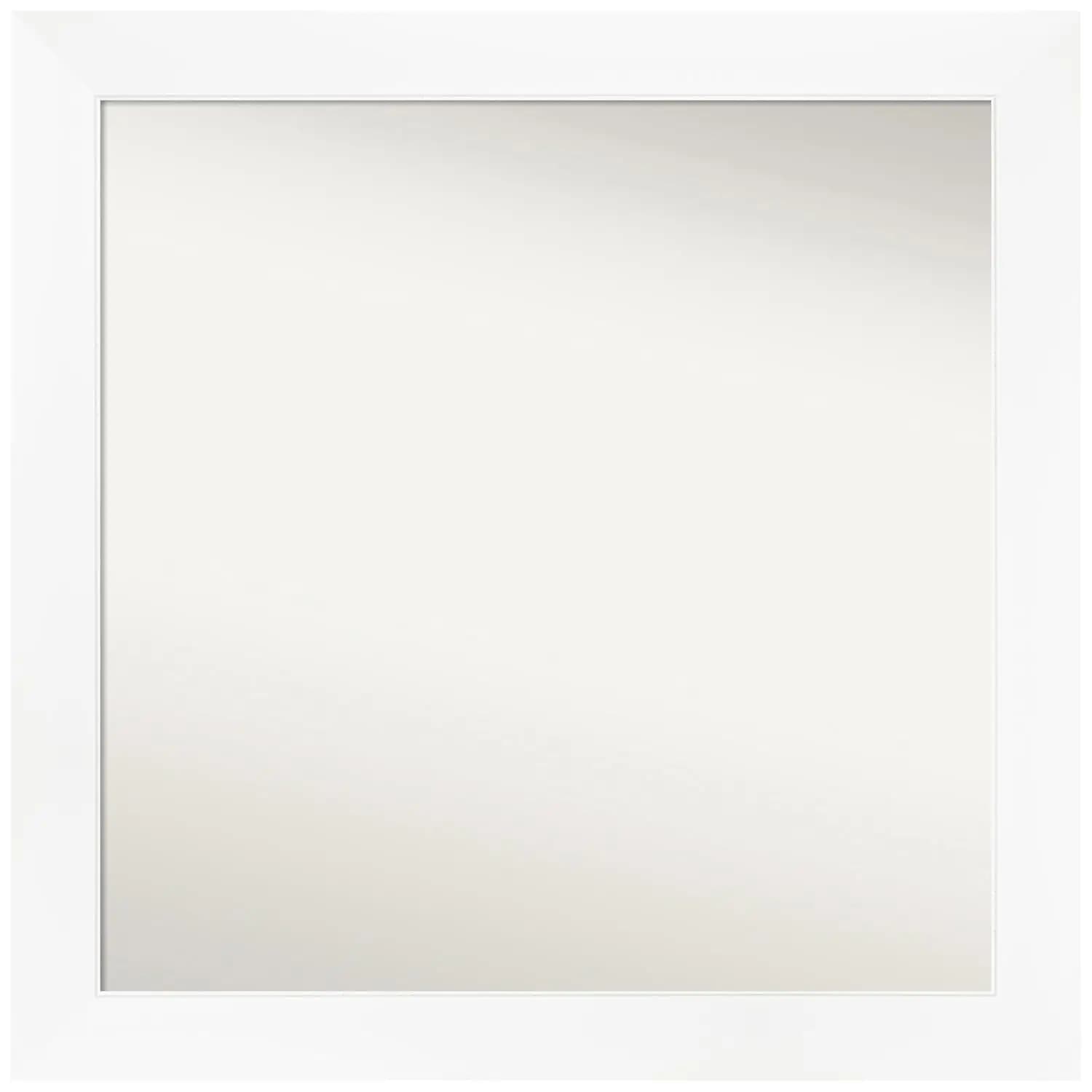 Specchio da Bagno Quadrato Bianco 23x23 con Cornice in Legno Moderna, da Appendere Orizzontalmente e Verticalmente, Decorazione da Parete Personalizzabile