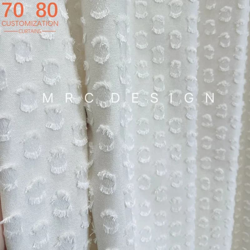 Butter Dot Cotton Linen Jacquard White Thickened Curtains for Living Room Bedroom French Window Balcony Customized Products