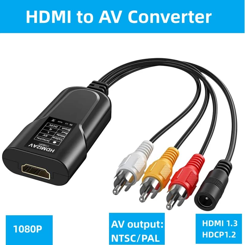 Mini convertitore da HDMI a AV/3RCA 1080P per computer set-top box HD PS4 vecchio set-top box TV a RCA collegato al proiettore TV