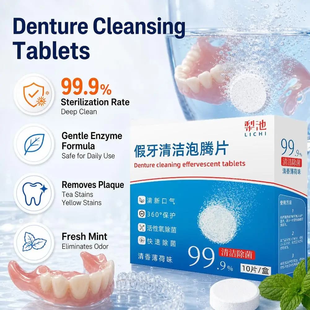 10Pcs Denture Cleaning Effervescent Tablets Retainer Cleaner For Orthodontic Aligners False Teeth Stain Removal
