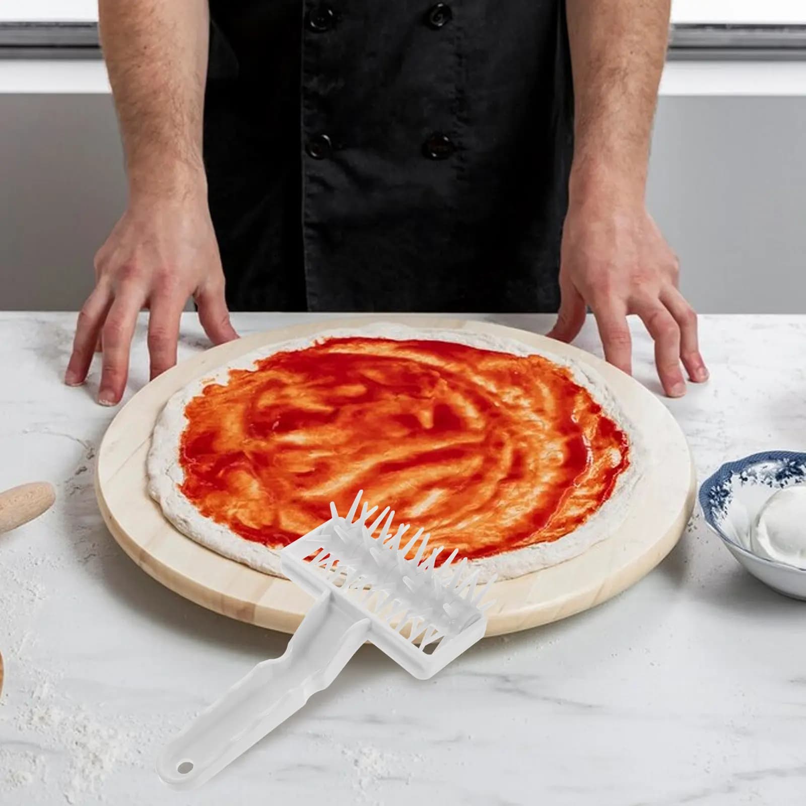 Rullo Foratore Ergonomico per Pizza, Utensile da Cucina Multiuso, Rullo Foratore per Pasta, Pane e Biscotti