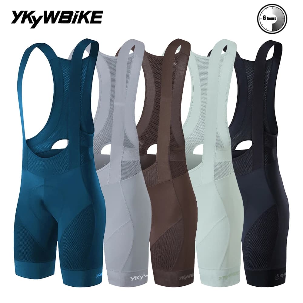 YKYWBIKE Men's Cycling Bib Shorts Road Bike Bibs Bicycle Tights Cycling MTB Bib Pants with 6 Hours Padded Belgium Padding