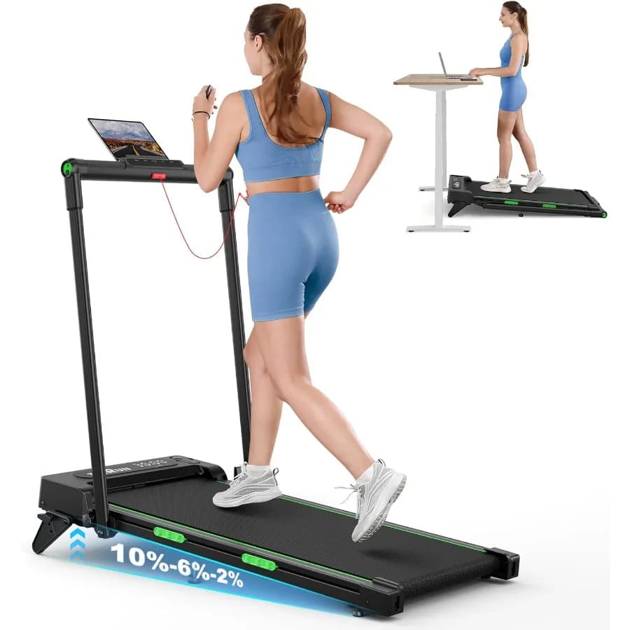 Folding mats 2 in 1 for the house 2.5 HP under the desk with handlebar 16" wide running belt with remote control