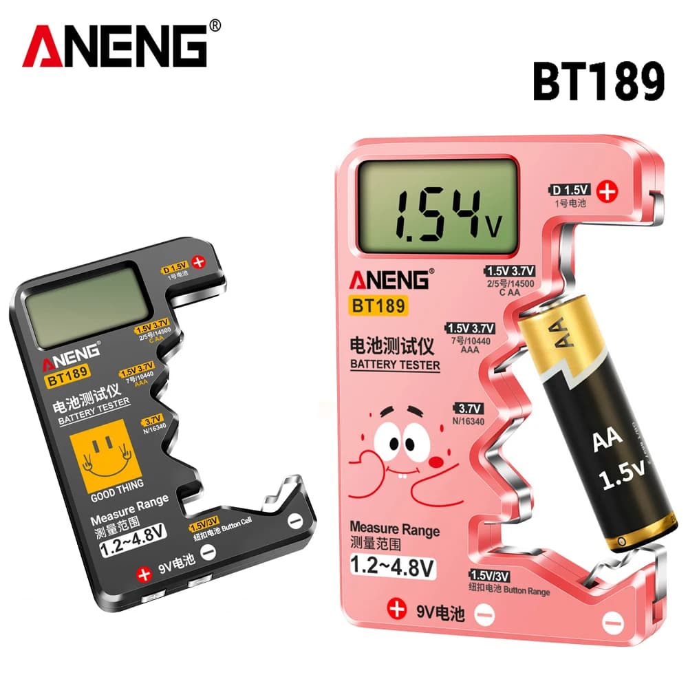 BT189 with LCD display for fast voltage detection, mini portable remaining power digital battery tester
