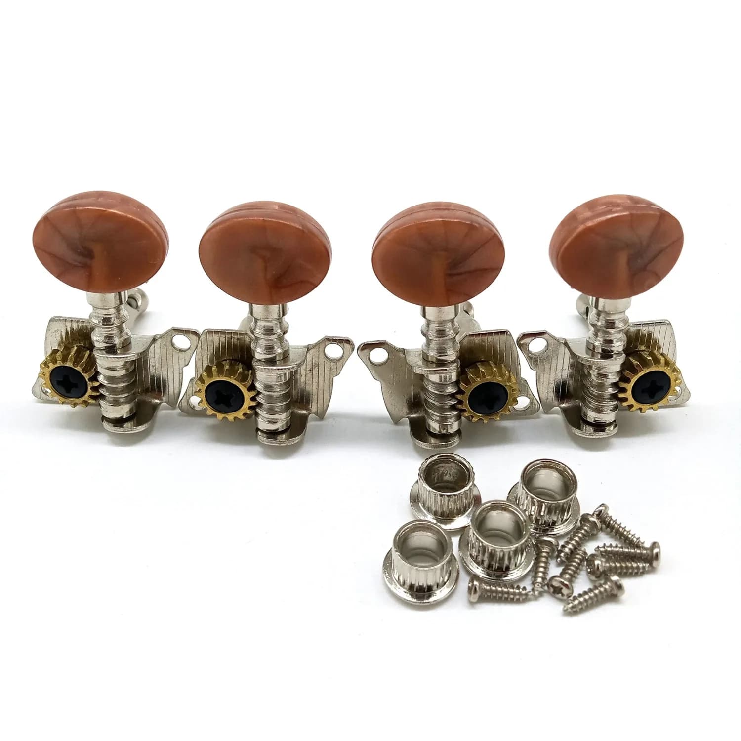 2 r2l Metal Ukulele Locking String Tuner Guitar Tuning Peg testa della macchina con pioli marroni per Ukulele parte della chitarra