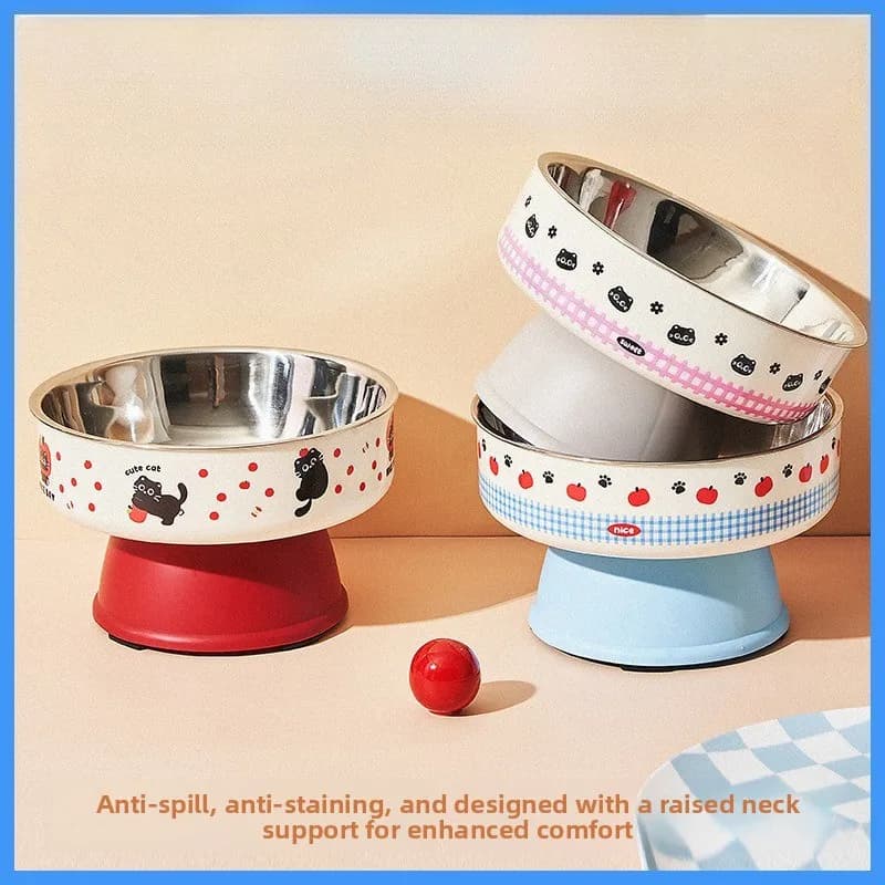 Elevated Stainless Steel Pet Bowl for Cats Dogs, Neck Protection High Foot Bowl, Large Capacity Food Water Feeding Bowl