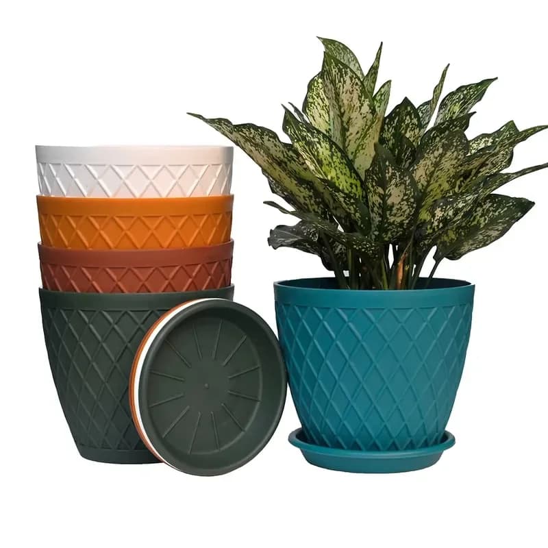 for High Quality Polychrome Small Plastic PP Flower Pots Indoor Outdoor Contemporary Design Style for Apartment Hotel Floor