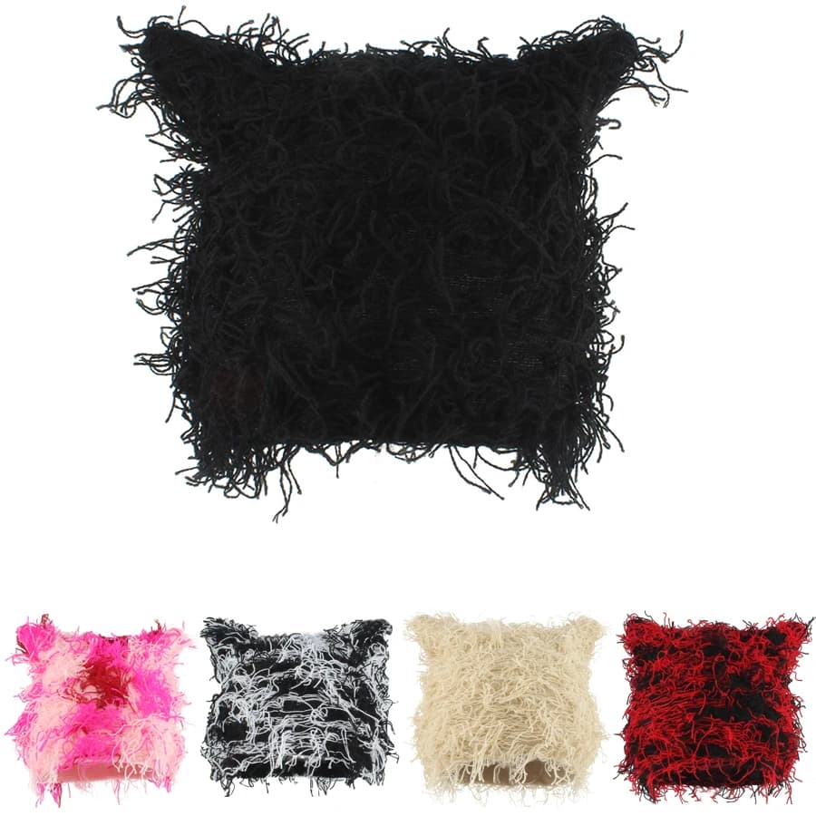 Cappelli Autunno Inverno per Donna, Berretto Lavorato a Maglia con Orecchie di Gatto, Unisex, Moda Street Punk Hip Hop, Balaclava Nera Rosa, Cappello Skullies