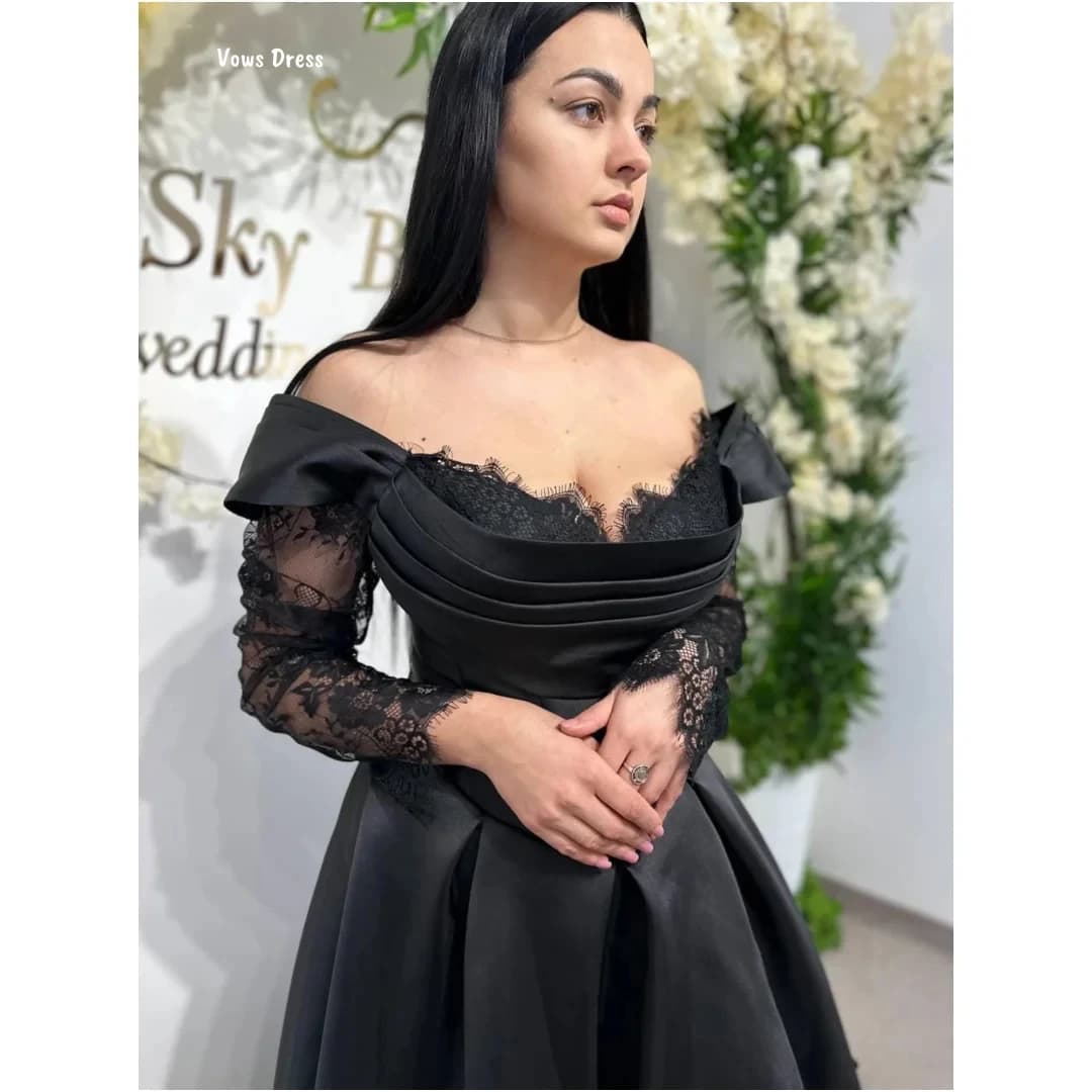 Vows Black Evening Dresses Woman Elegant Party Dresses 2025 Ball Gown Dress Custom Made Candle Satin Cloth Robe Soiree Prom Gala