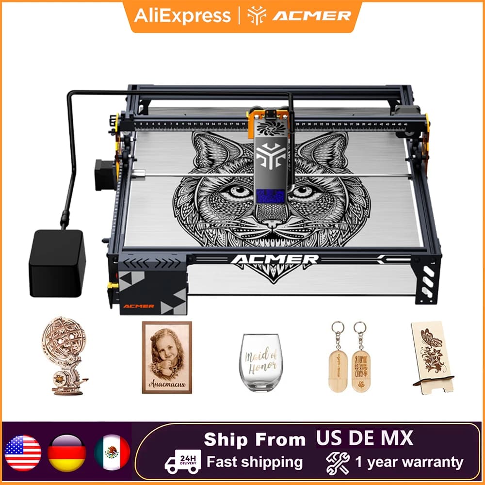 ACMER P1 S PRO 20W 10W 6W Laser Engraving Machine Support WiFi APP Control Woodworking Tools Engraved wood Lacquered metal
