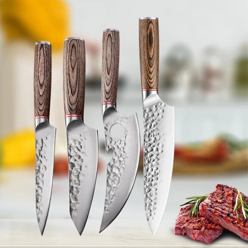 Hand-made boneless knife Kitchen knives Wooden handle Butcher's knife Meat mannaia Cooking knife Cooking knife