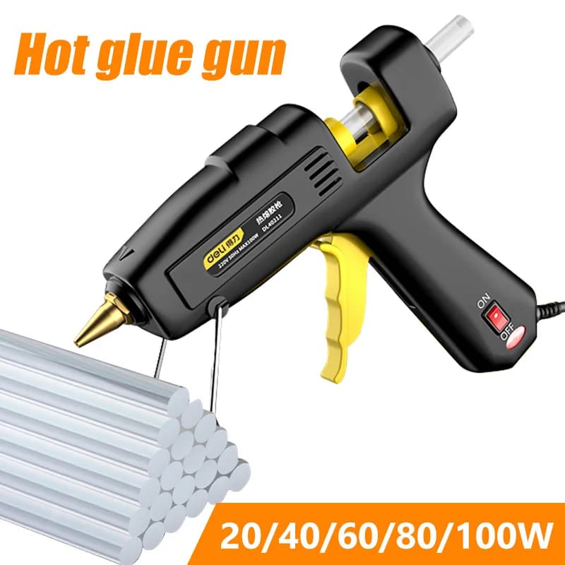 BAIHU 80W 100W Pistola per colla Pistola in silicone calda 3.6V Pistola per colla a caldo con 20 pezzi Bastoncini di colla premium per artigianato fai da te Strumenti fai da te