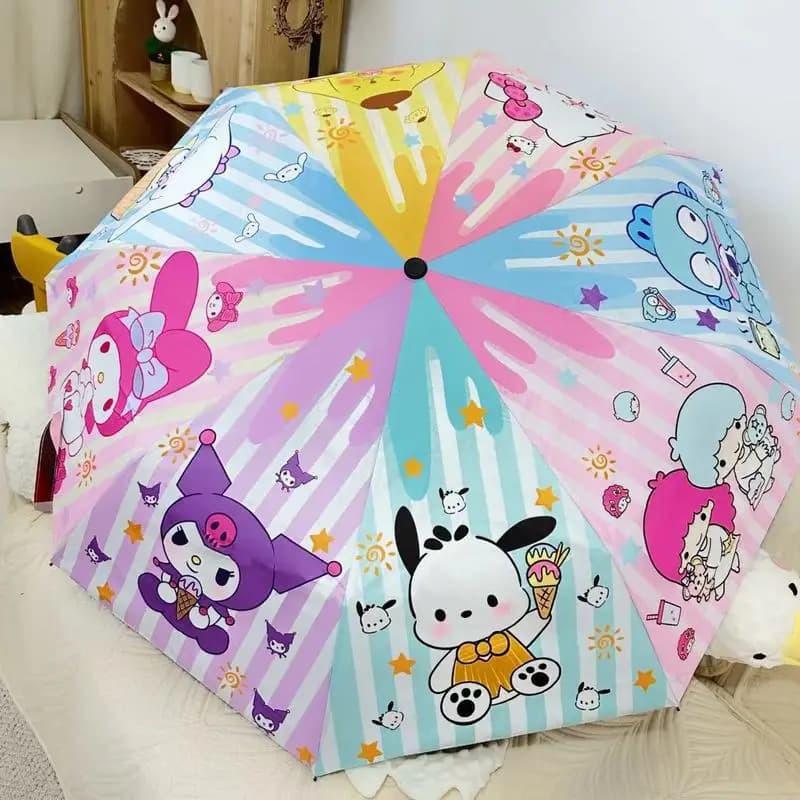 Nuovo Ombrello Sanrio Kawaii Kuromi Cartoon Ombrello Parasole Automatico Ombrello Protezione Solare Ombrello Pieghevole Anti-Ultravioletti