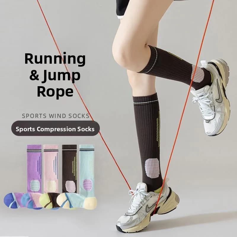 Powerful Compression Socks Models for Legs, Women's Running Socks, Compression Socks for Fitness, Cycling, Tennis, Jumping with Corda