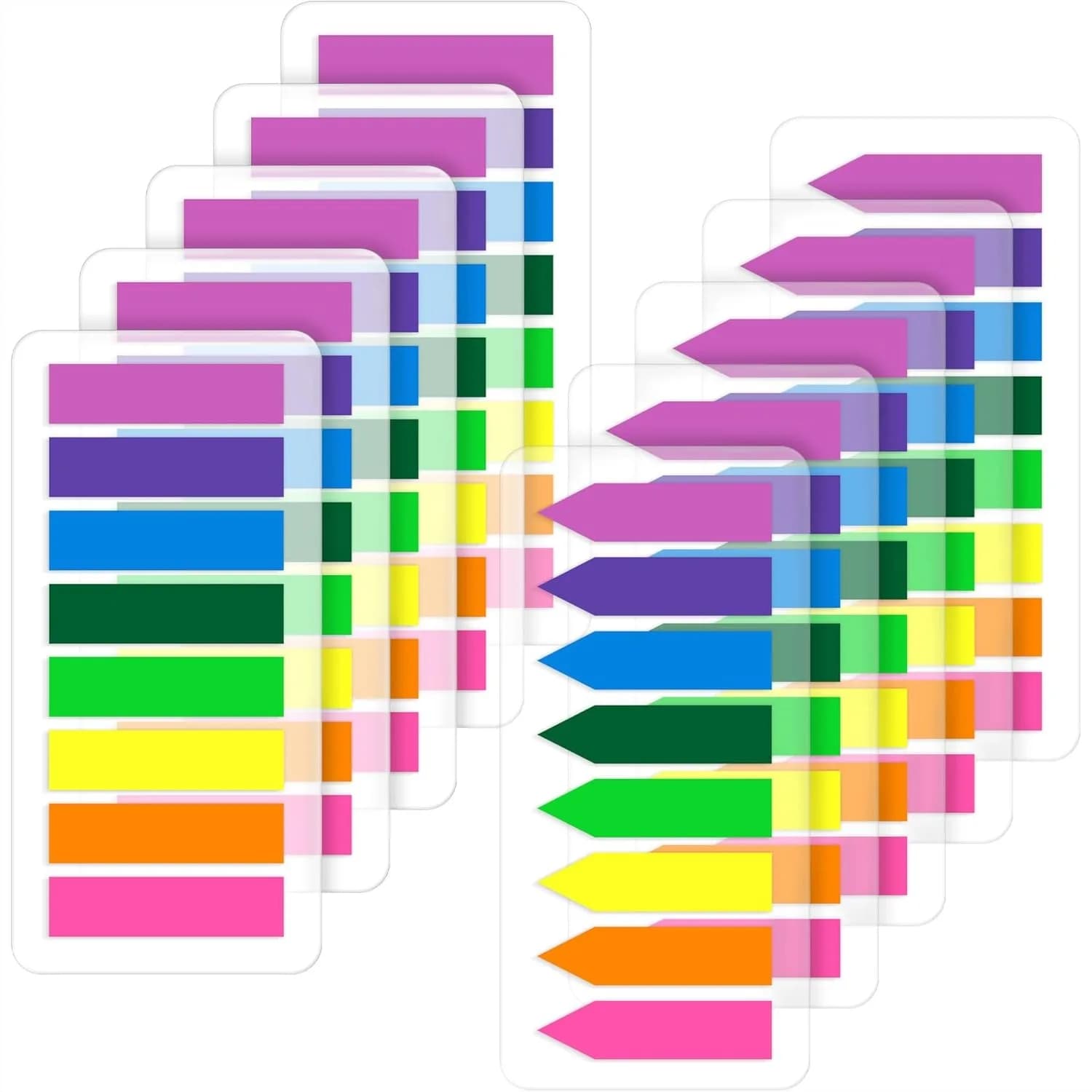 2000 Pezzi di Etichette Adesive Luminose, Piccole Bandierine Adesive Traslucide per Quaderni, 8 Colori 10 Set