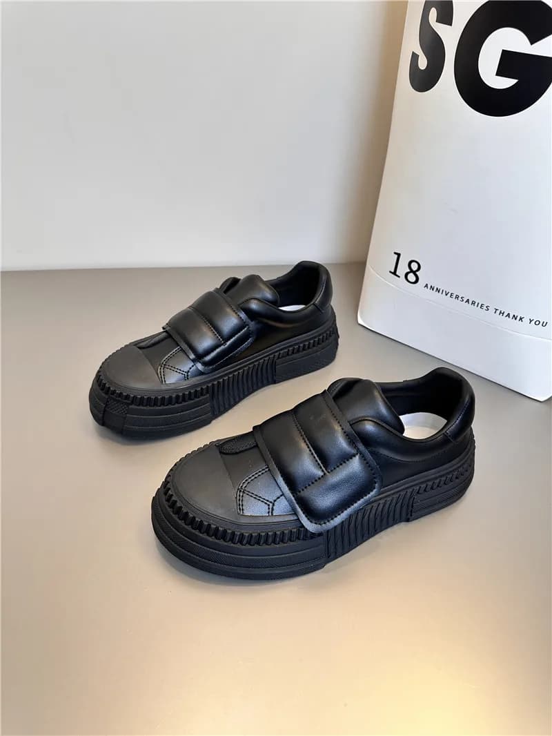 Off 2025 White Shoes Platform Spring Thick-soled Slip-On Loafers Handmade Retro Comfort Casual Shoes Female Zapatillas Mujer