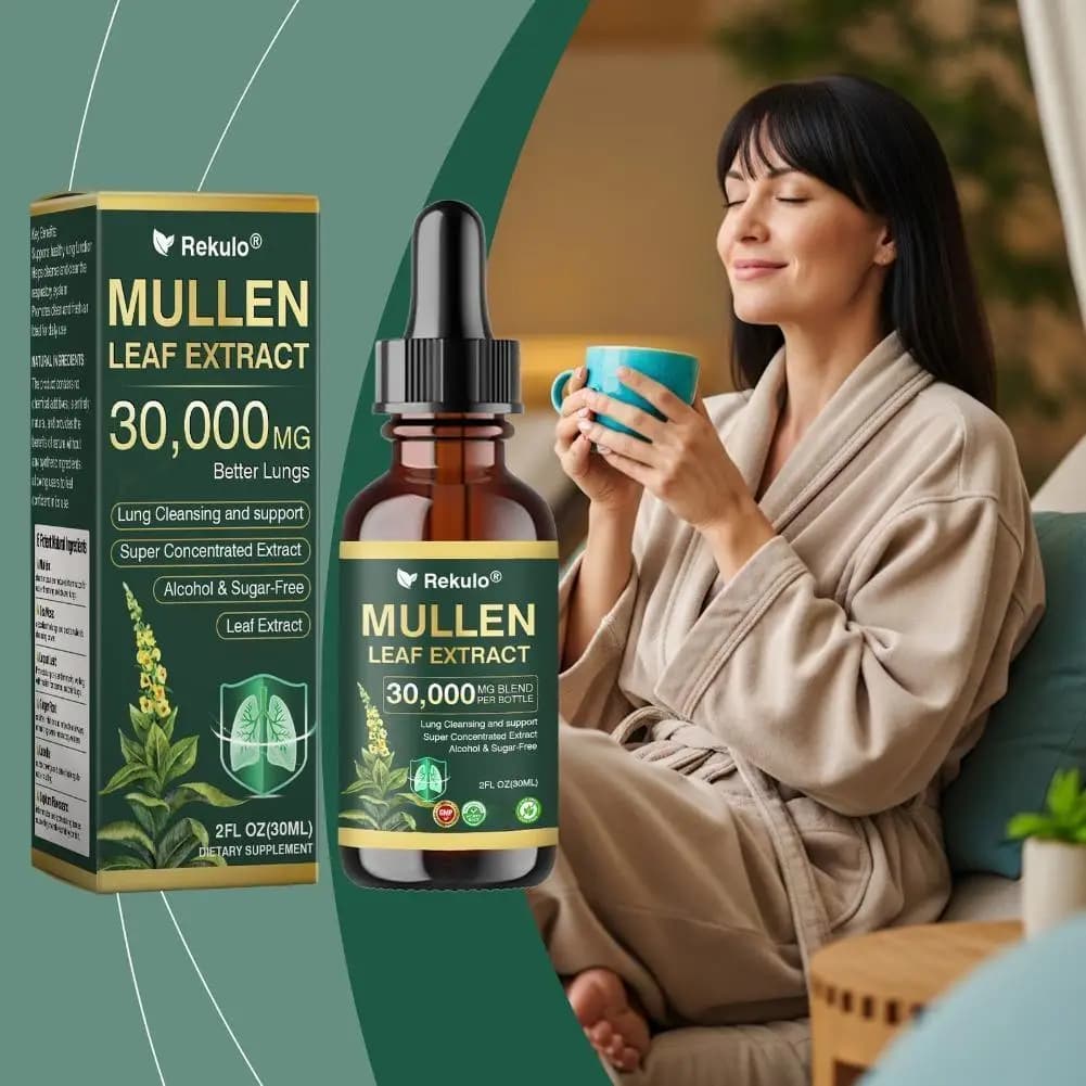 Estratto di Foglie di Verbasco 30000mg, Gocce per la Pulizia Polmonare, Assorbimento Rapido Naturale, Integratore Orale Quotidiano per la Cura Respiratoria e la Salute