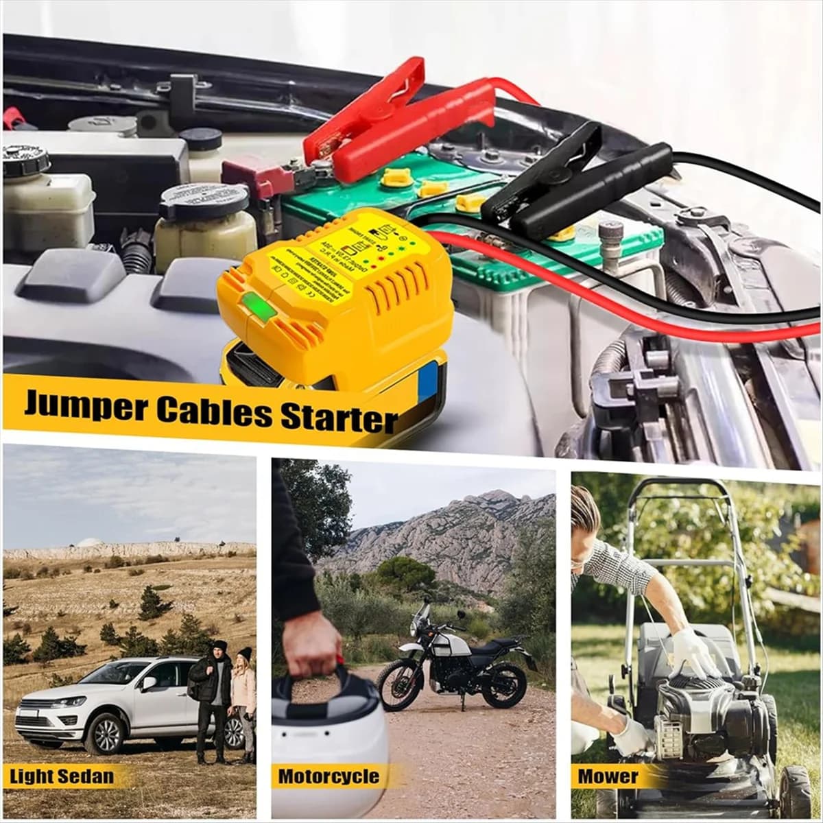 Adattatore per avviamento di emergenza per auto DQ2G per DeWalt 20V 60V con cavi di ponticello per batterie, avviamento di emergenza per batteria per auto calibro 11