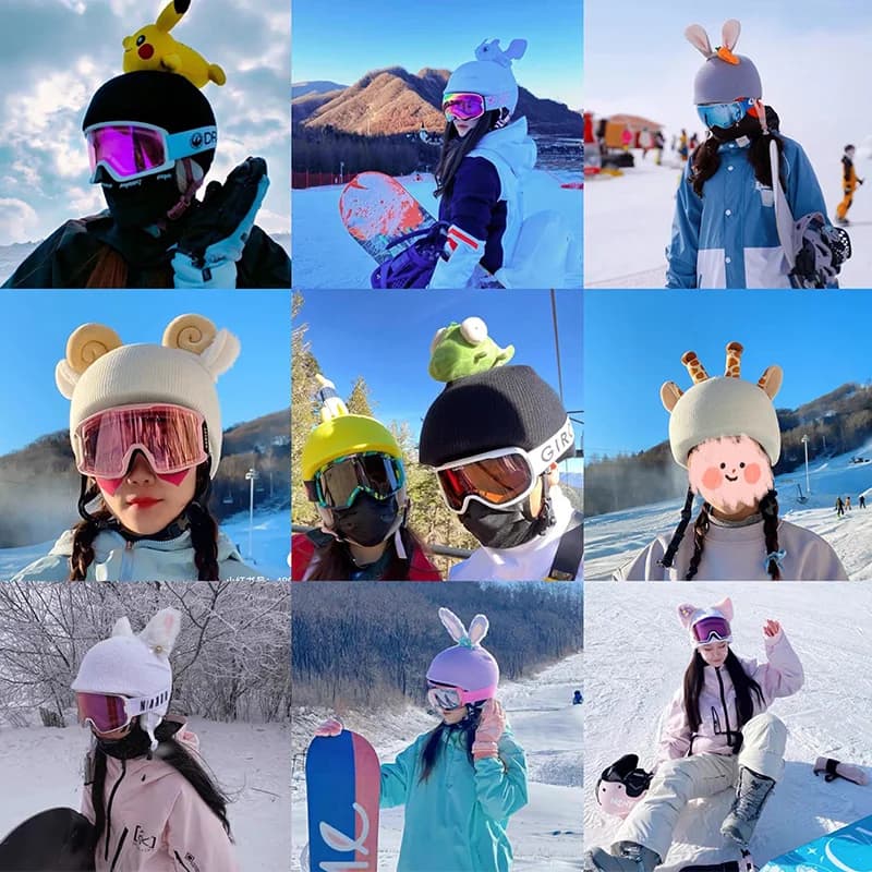 Ski Helmet Cover for Women Men Skiing Decor Snowboard Washable Outdoor Sports Cute Knitted Helmets Accessories HAT COVER