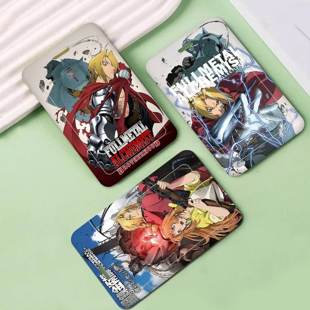 Porta Carte di Credito Anime Fullmetal Alchemist con Cordino, Porta Tessere Bancarie e ID Studenti con Laccetto