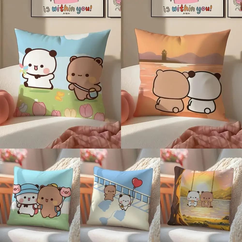 Popolare Set di 4 Federe per Cuscini Bubu & Dudu, Copricuscini in Peluche a Doppia Faccia per Divano, Organici e Traspiranti con Cerniera Invisibile