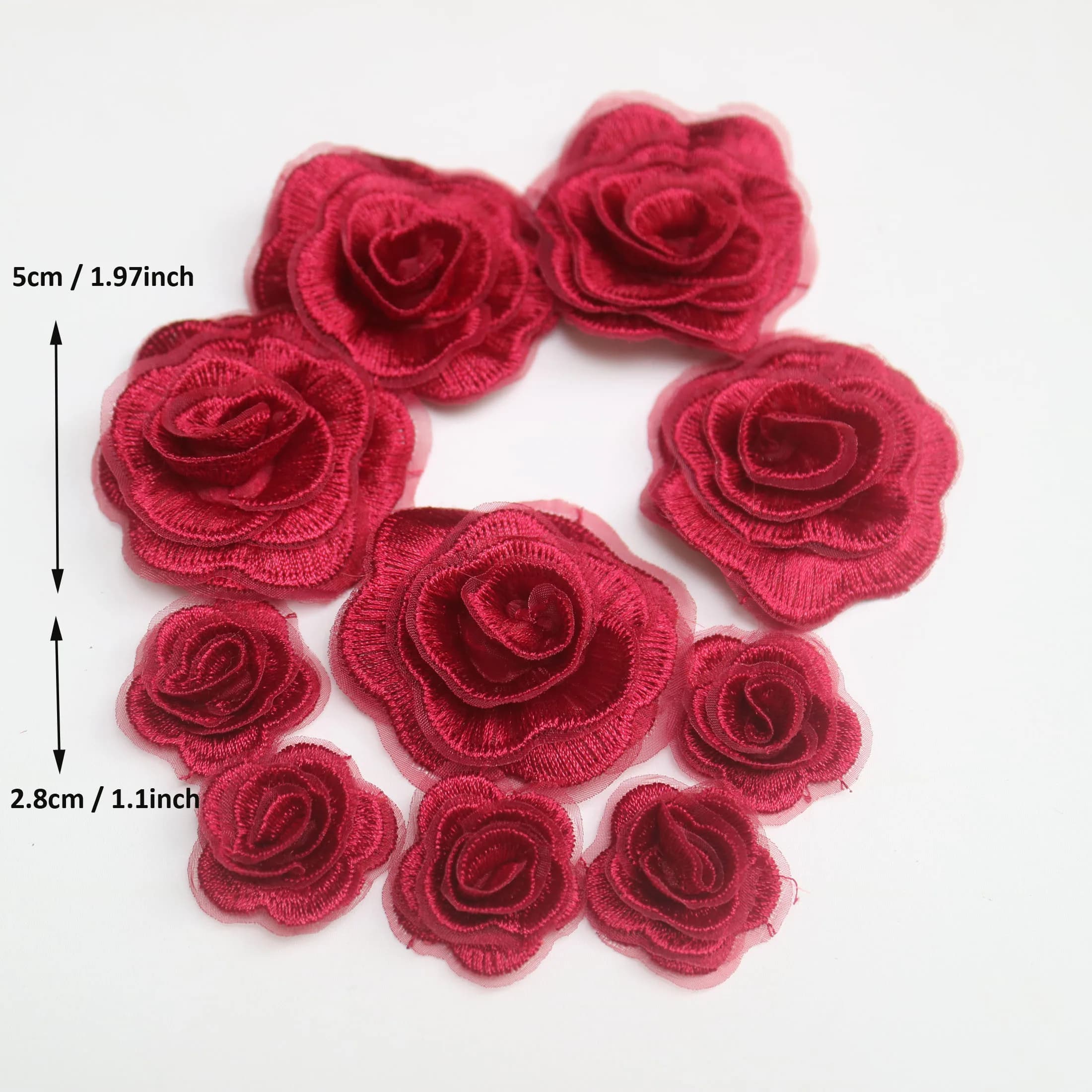 10 pz/set fai da te ricamo fiore rosa toppe per abbigliamento toppe floreali ricamate borse parches decorativi applique