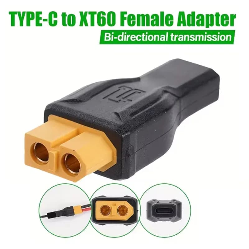 Adattatore USB C Tipo C a XT60 Femmina 100W 20V/5A per Ricarica, Connettore per Kit di Attrezzi, Accumulo di Energia, Alimentazione Esterna